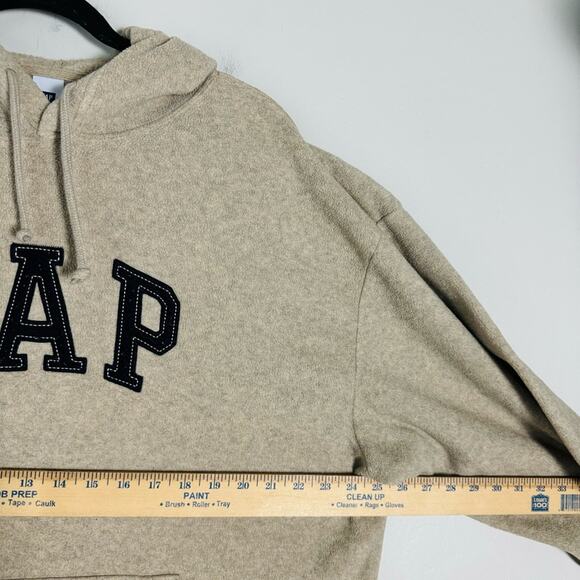 GAP fleece soft stretchy Hoodie Beige tan logo front woman’s XL - Picture 4 of 9